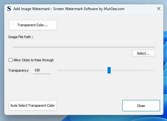 Add Image Watermark on Screen, Optionally allow Clicks to Pass through