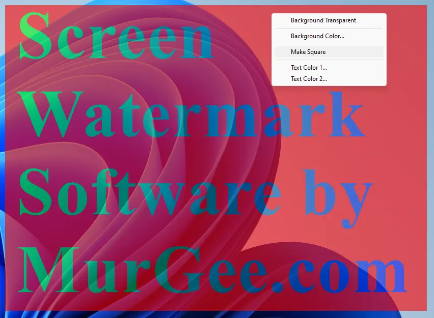 Text Watermark on Display Screen with Right Click Menu